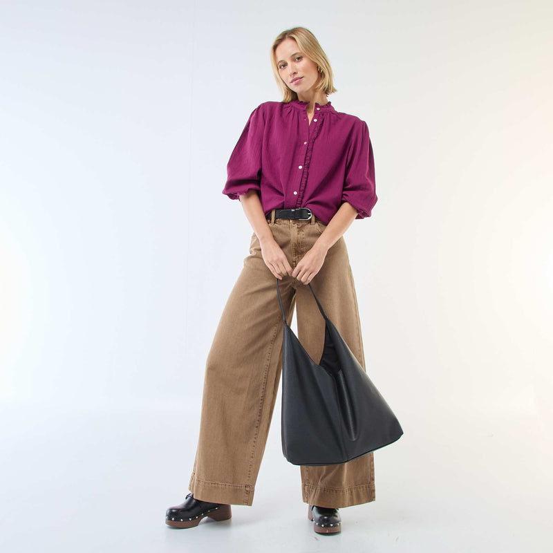 Chemisier en gaze de coton avec bords ondulés