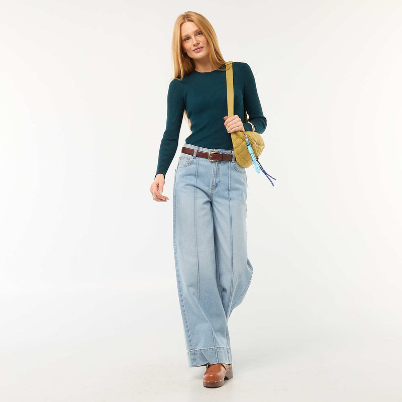 Pull col rond en rib uni
