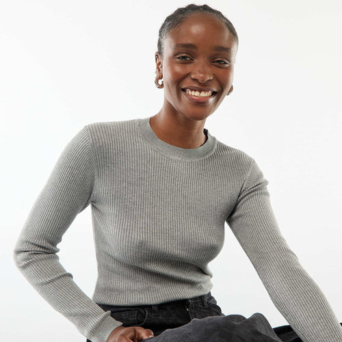 Pull col rond en rib uni