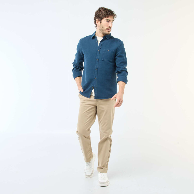 Chemise à manches longues en matière gaufrée