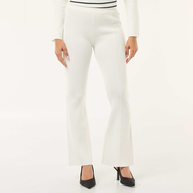 Pantalon large en maille ottoman uni
