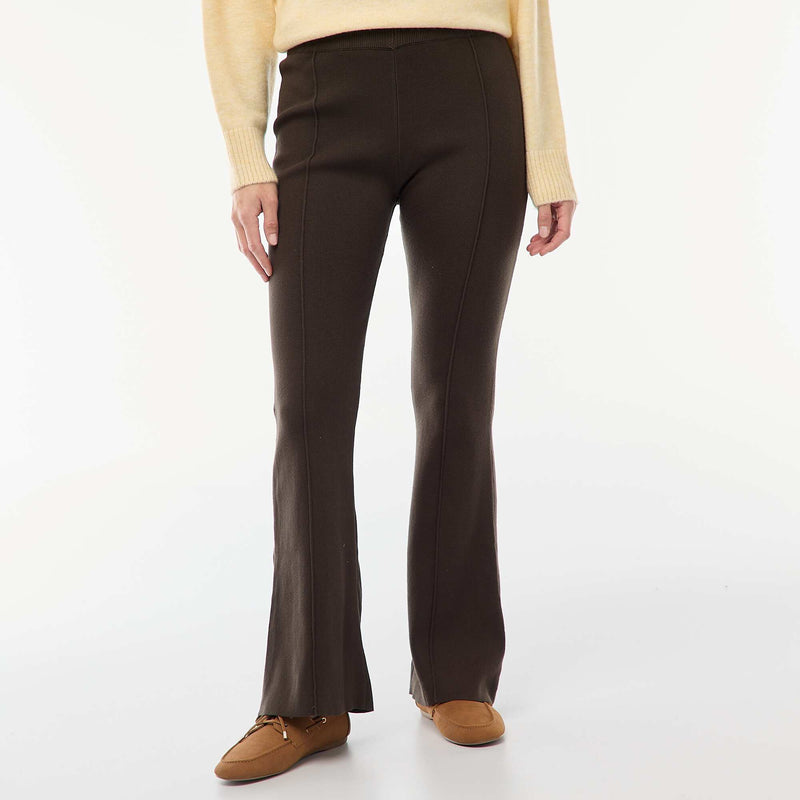 Pantalon large en maille ottoman uni