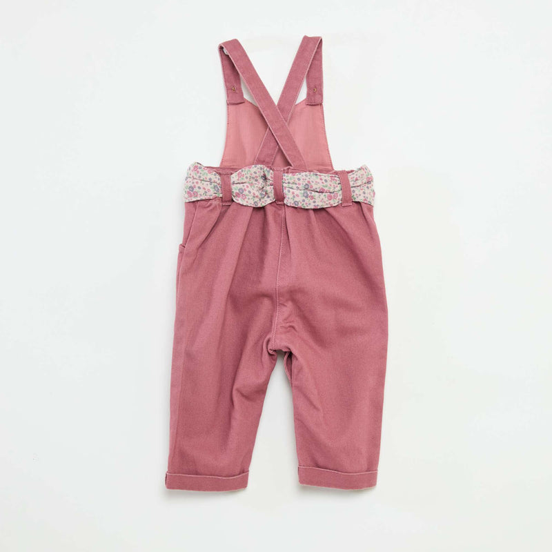 Salopette longue en twill avec ceinture en gaze de coton