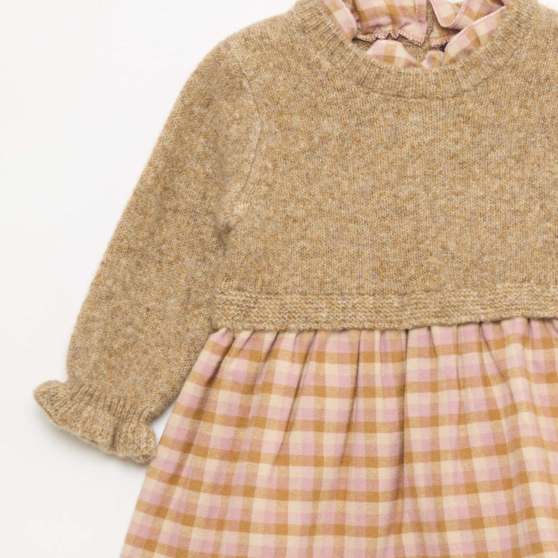 Robe bi matière 2 en 1 en tricot et flanelle