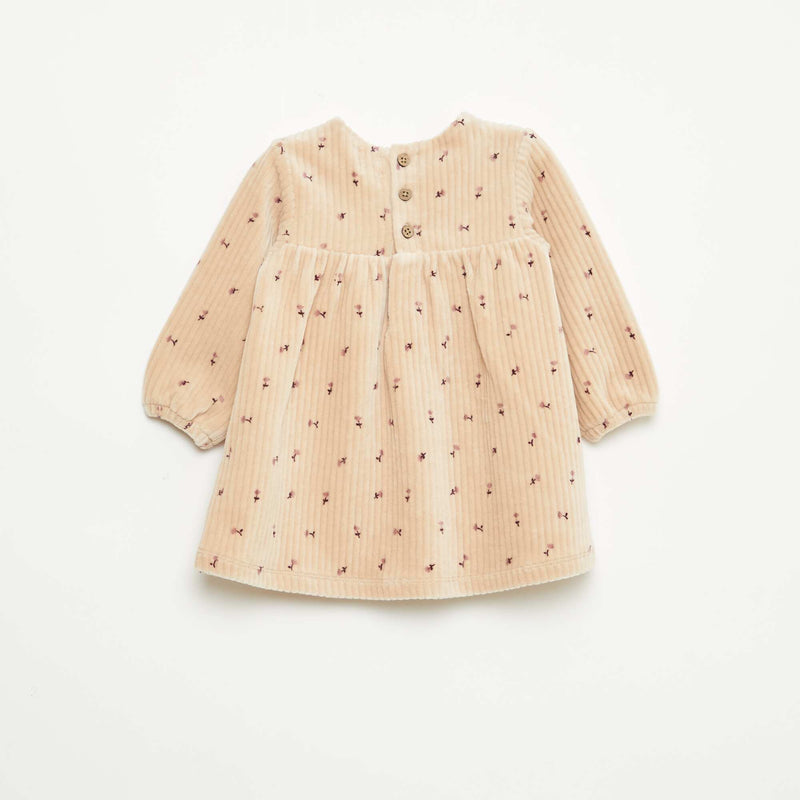 Robe en velours à manches longues avec motif