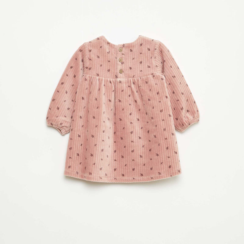 Robe en velours à manches longues avec motif