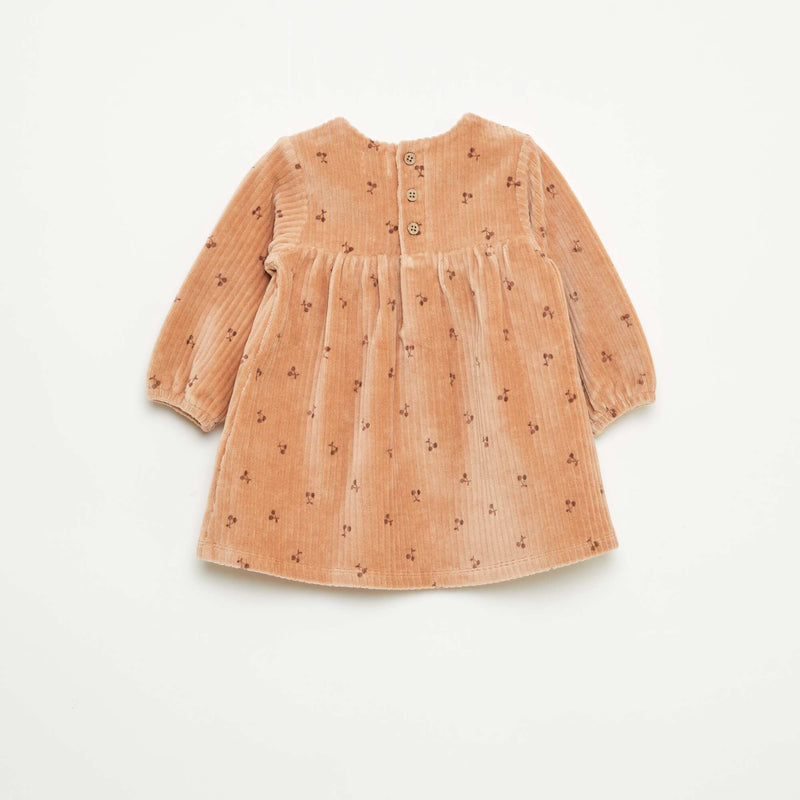 Robe en velours à manches longues avec motif