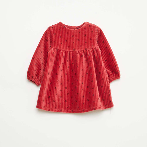 Robe en velours à manches longues avec motif