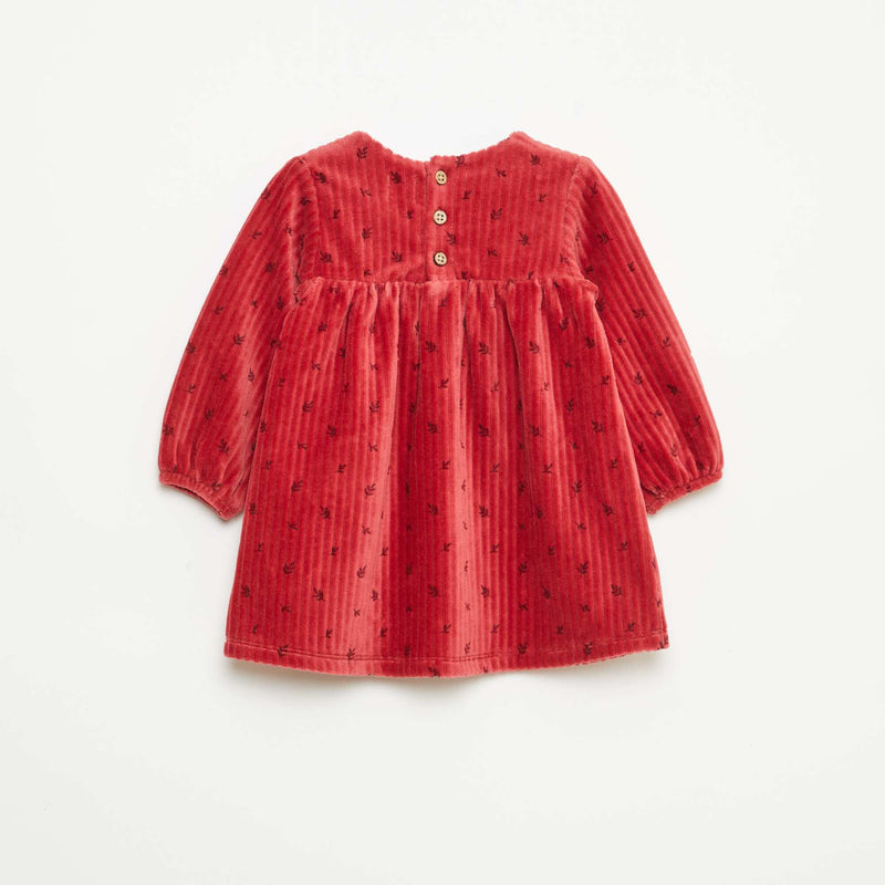 Robe en velours à manches longues avec motif