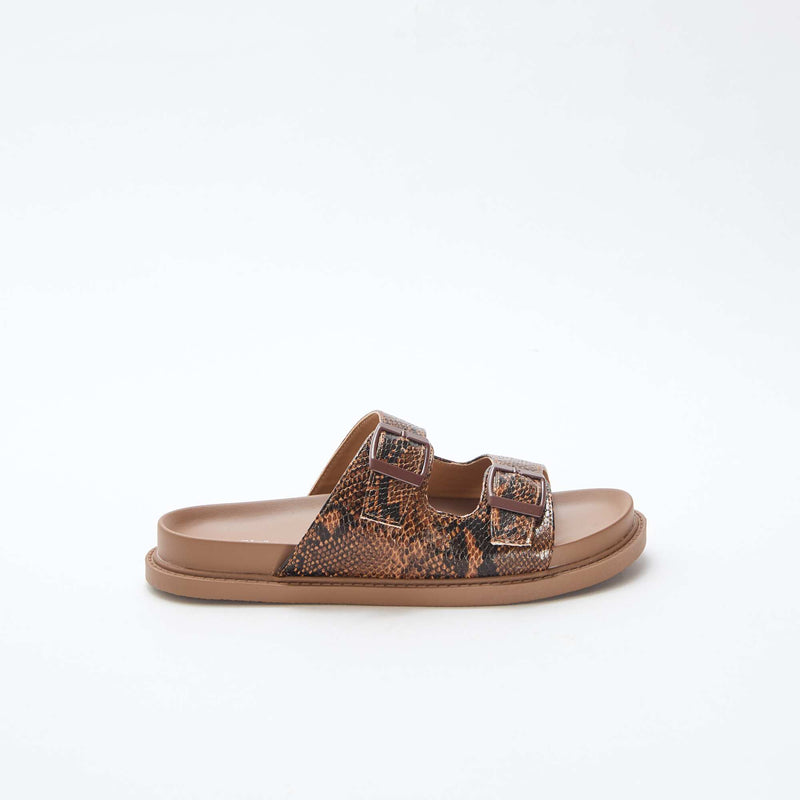Mules dorées à double bride