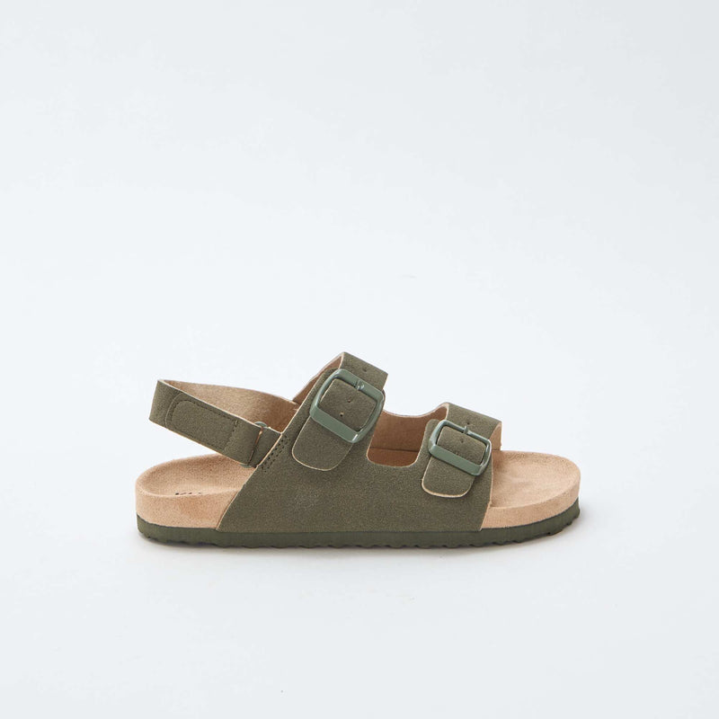 Sandales plates en suédine ajustables