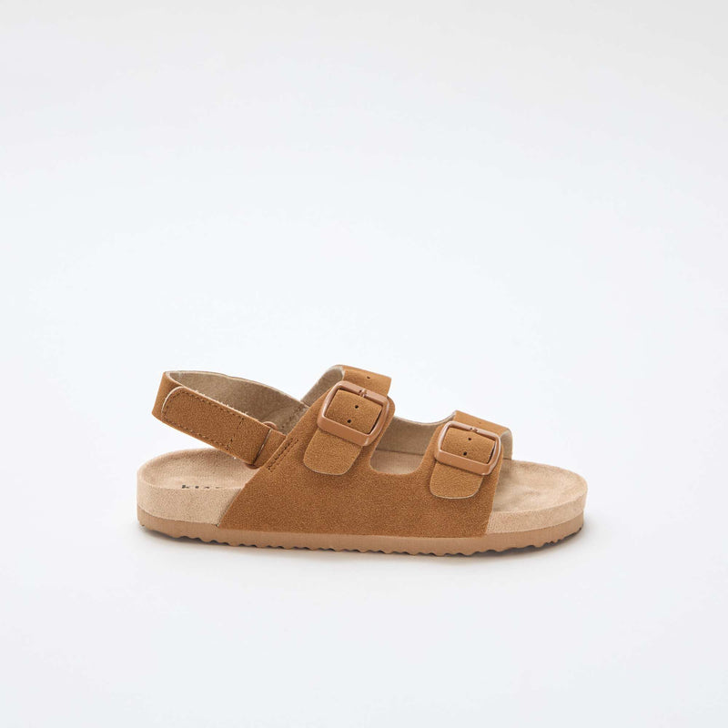 Sandales plates en suédine ajustables