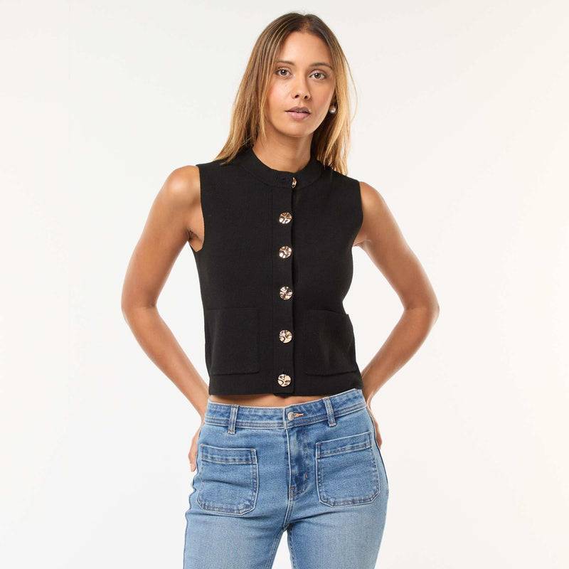 Gilet sans manches en tricot ottoman