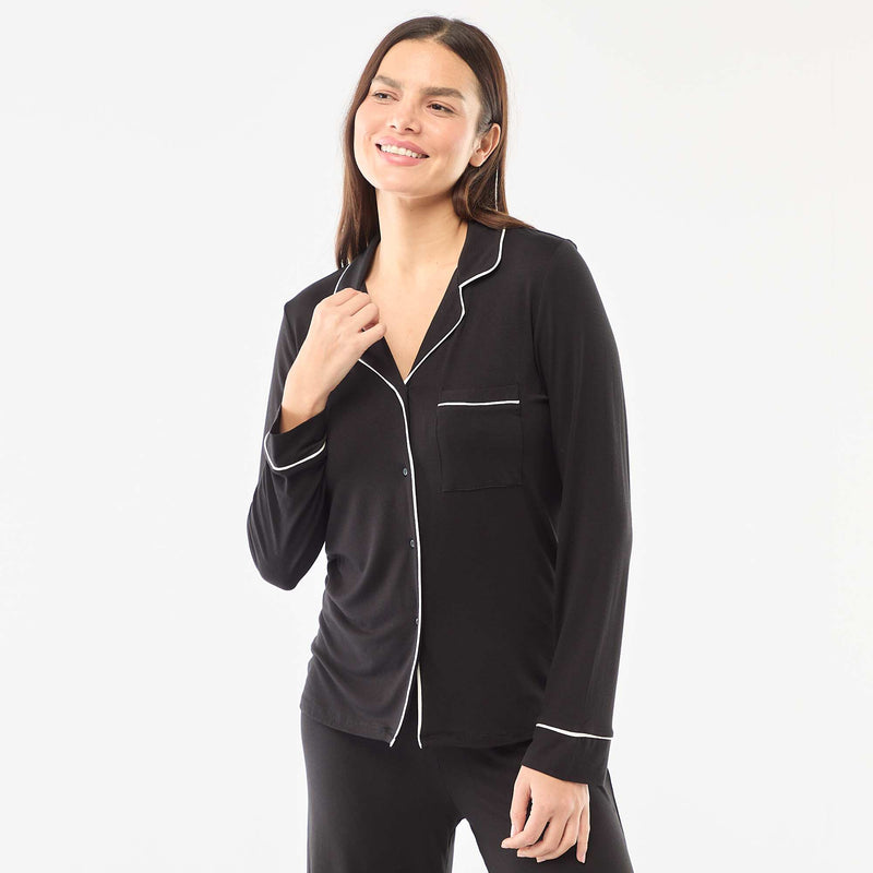 Pyjama long en maille douce stretch - 2 pièces