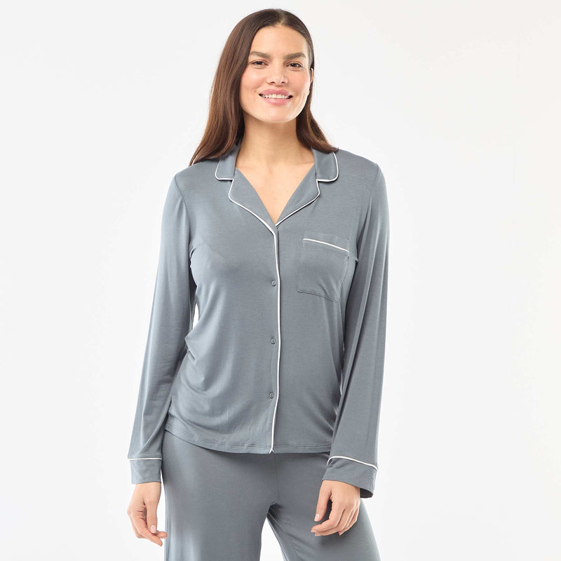 Pyjama long en maille douce stretch - 2 pièces