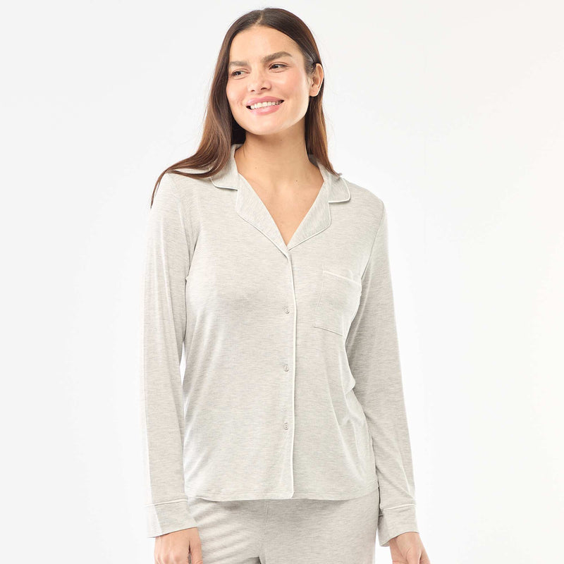 Pyjama long en maille douce stretch - 2 pièces