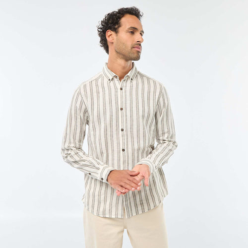 Chemise en lin et coton rayée