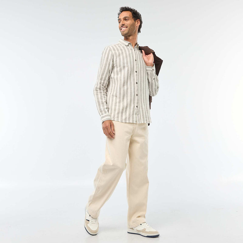 Chemise en lin et coton rayée