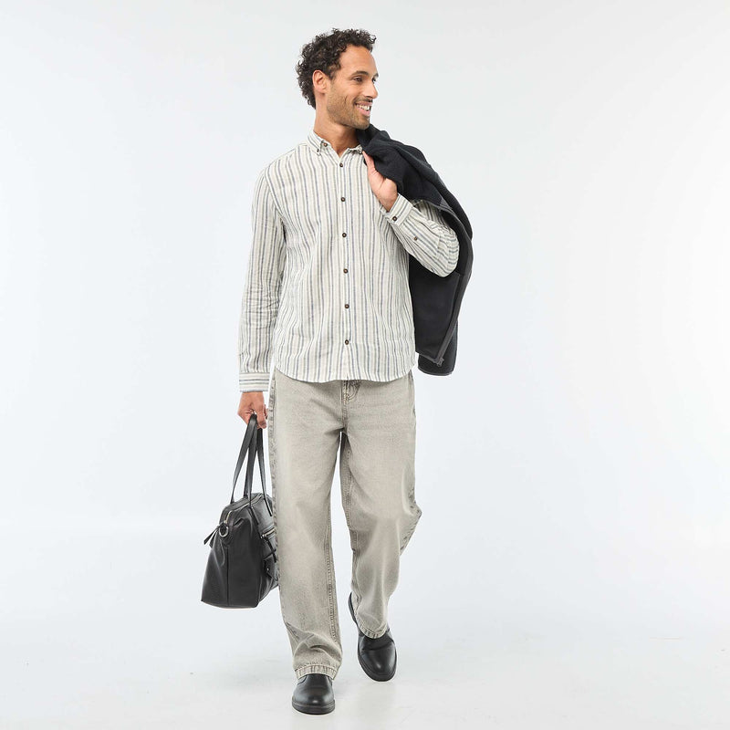 Chemise en lin et coton rayée