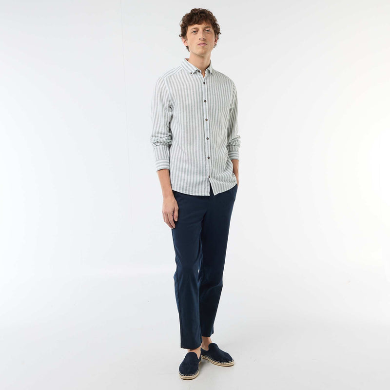 Chemise en lin et coton rayée