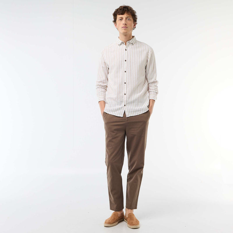 Chemise en lin et coton rayée