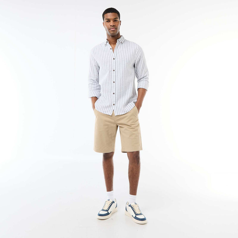 Chemise en lin et coton rayée
