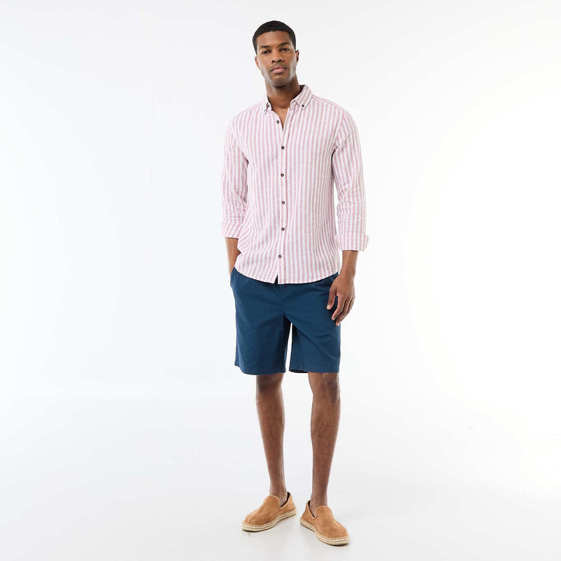 Chemise en lin et coton rayée