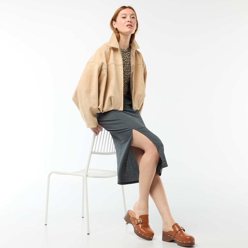 Veste en suédine unie