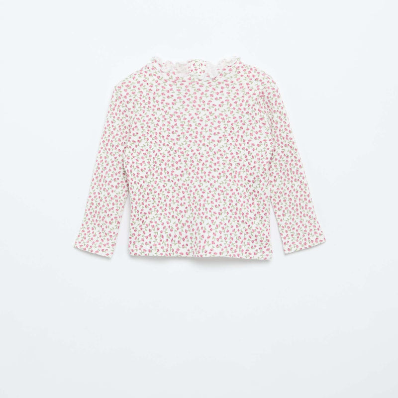 Tee-shirt rib col ondulé