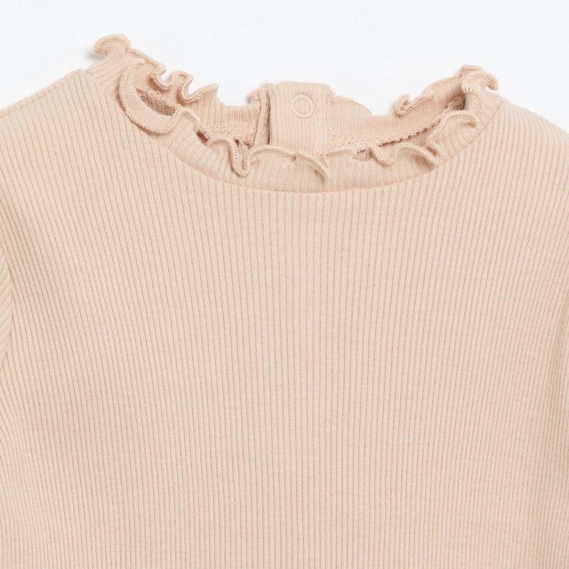 Tee-shirt rib col ondulé