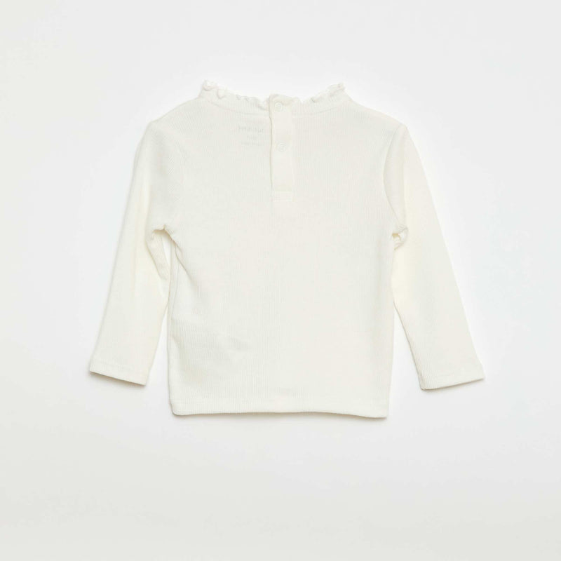 Tee-shirt rib col ondulé