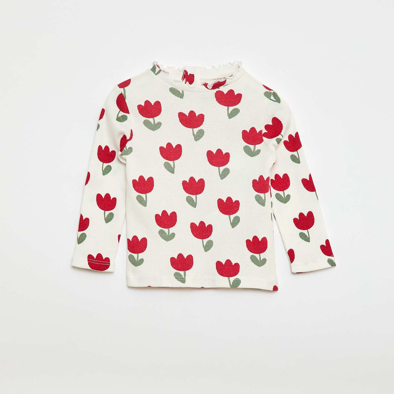 Tee-shirt rib col ondulé