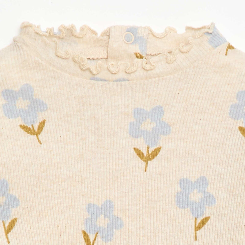 Tee-shirt rib col ondulé