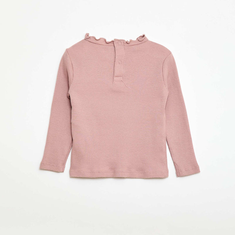 Tee-shirt rib col ondulé