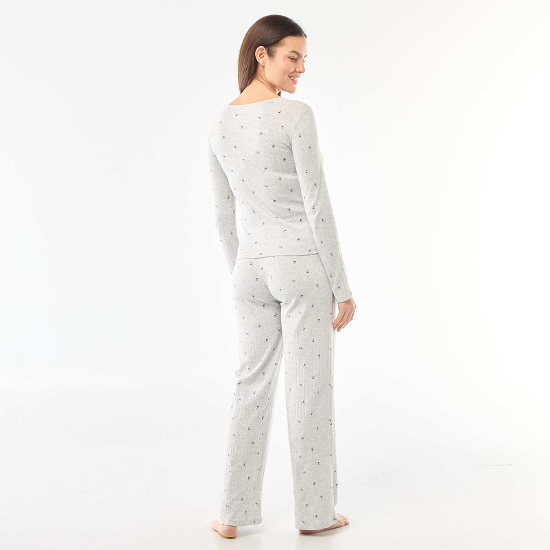 Pyjama long maille pointelle - 2 pièces