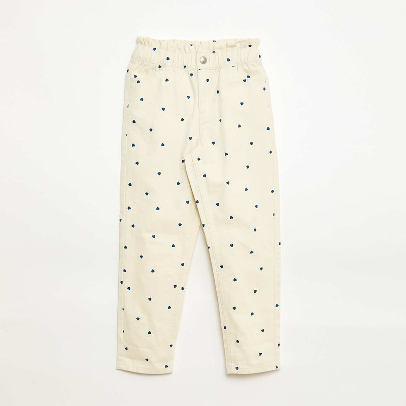 Pantalon en denim coupe mom à motif
