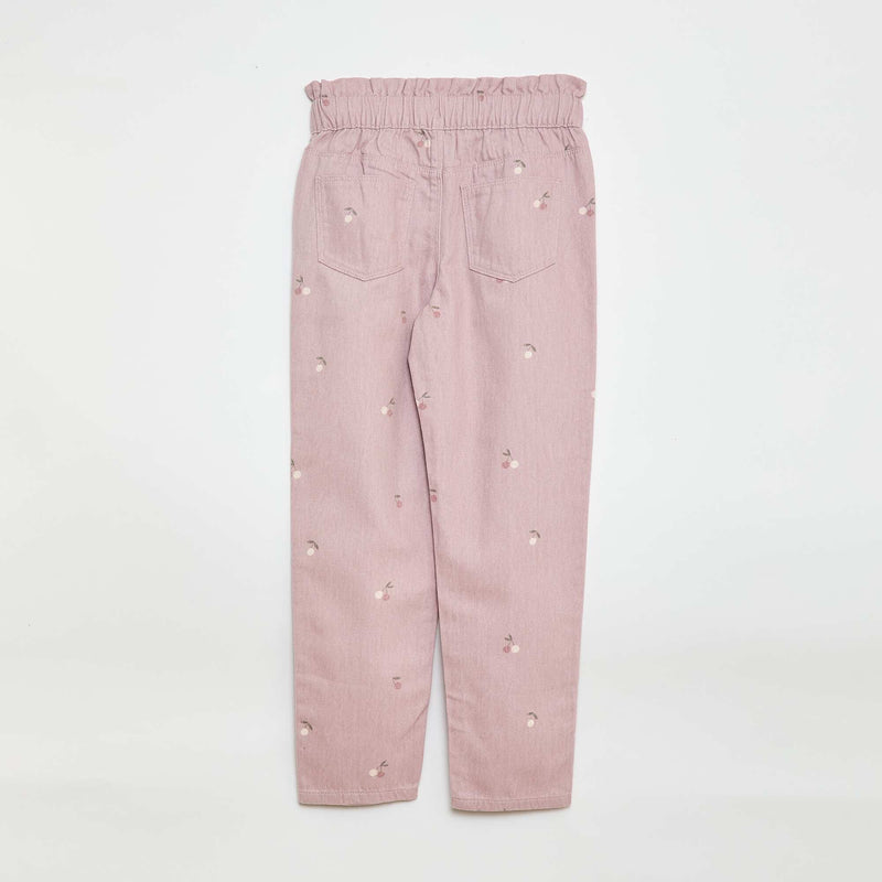 Pantalon en denim coupe mom à motif