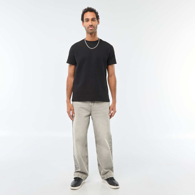 T-shirt manches courtes en maille gaufrée