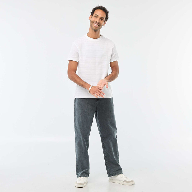 T-shirt manches courtes en maille gaufrée