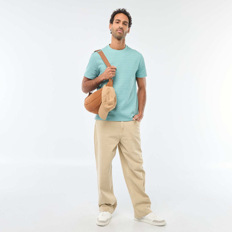 T-shirt manches courtes en maille gaufrée