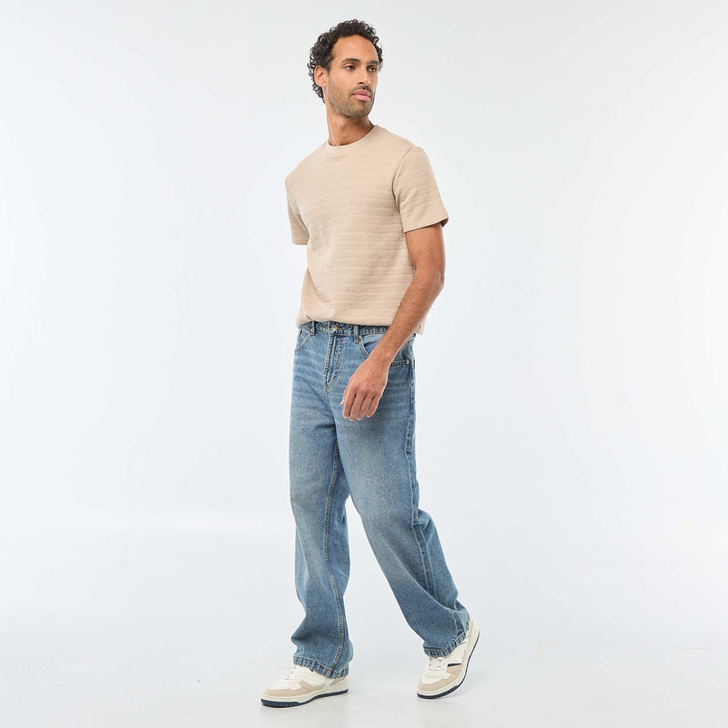 T-shirt manches courtes en maille gaufrée