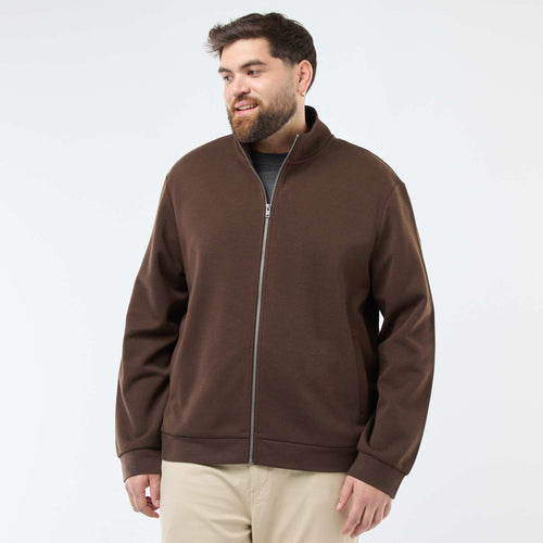 Sweat zippé col montant uni en coton