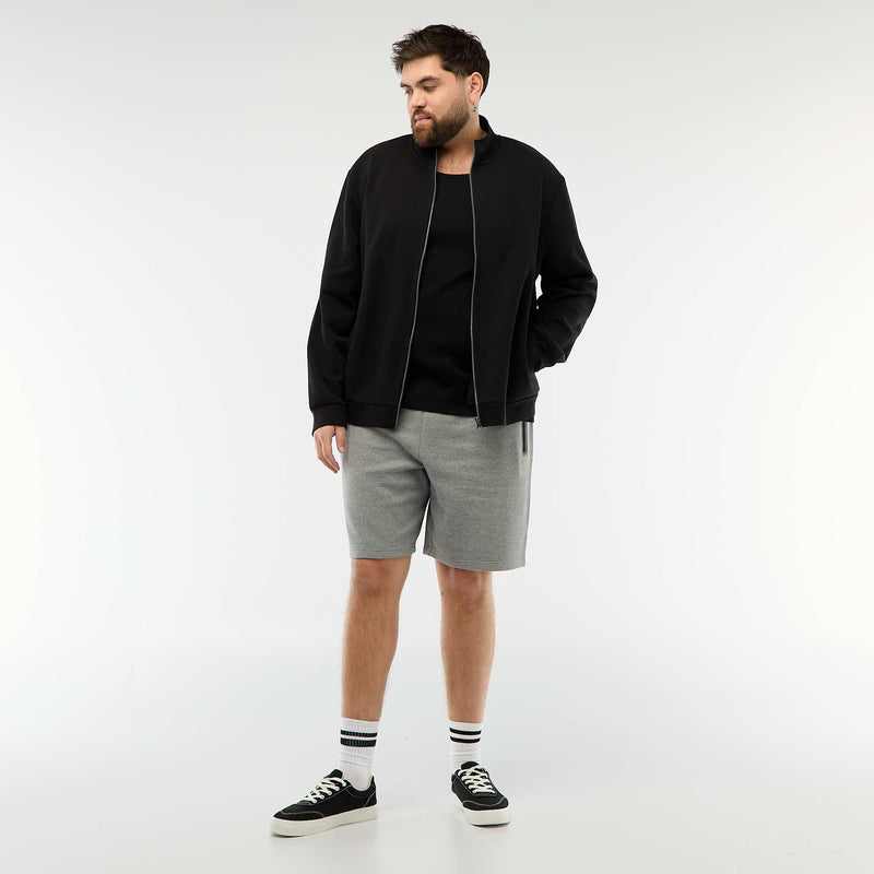 Sweat zippé col montant uni en coton