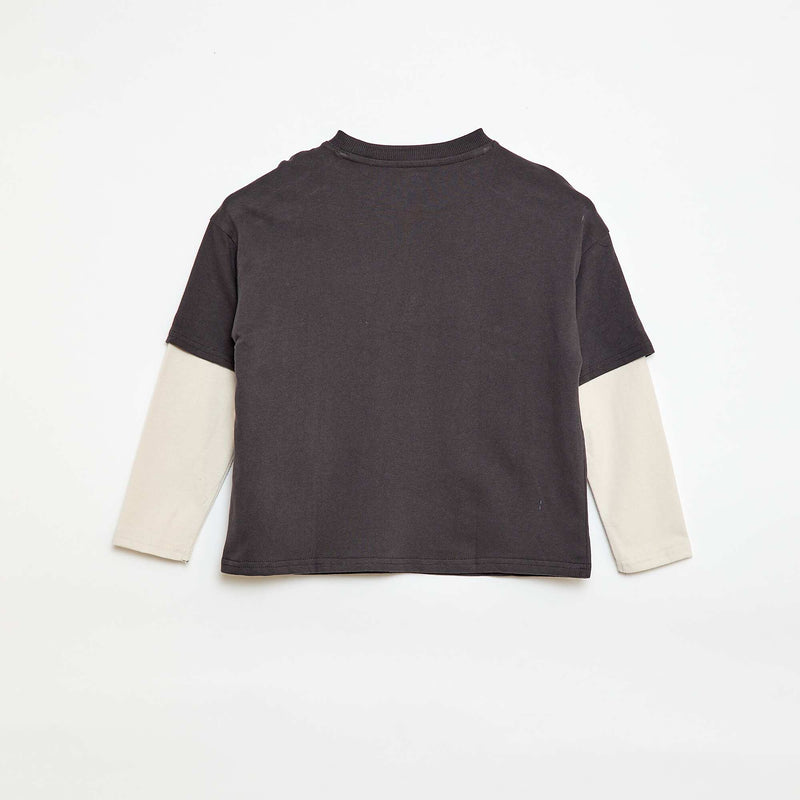 T-shirt effet 2-en-1 à manches longues