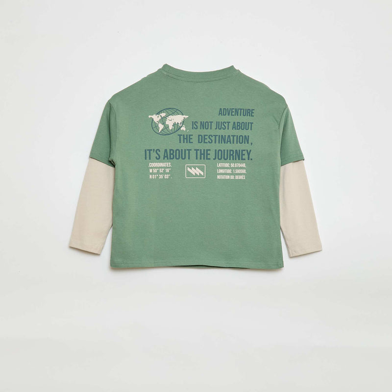 T-shirt effet 2-en-1 à manches longues