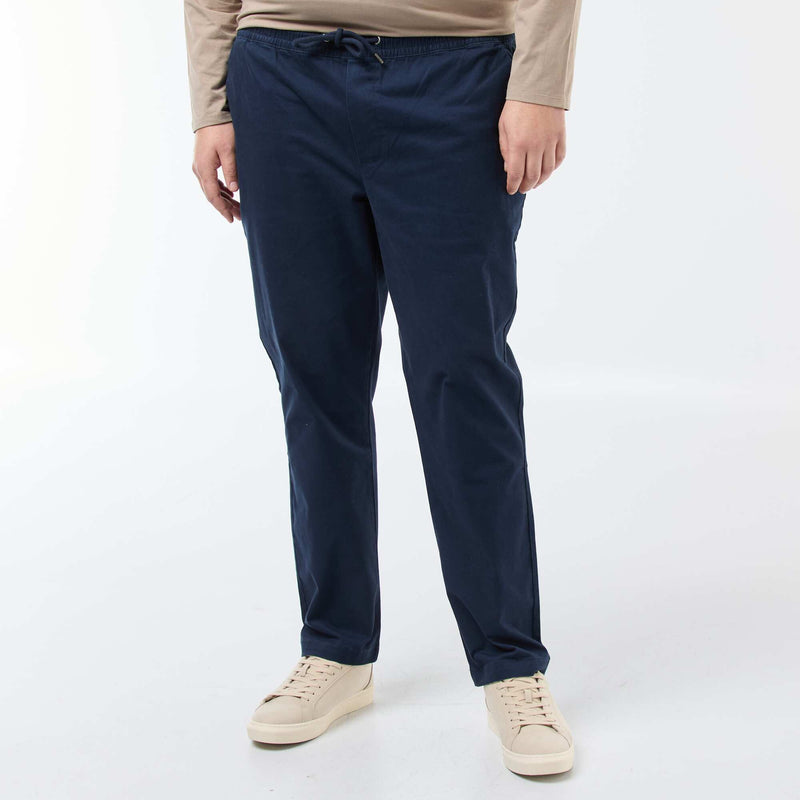 Pantalon avec cordons en coton uni