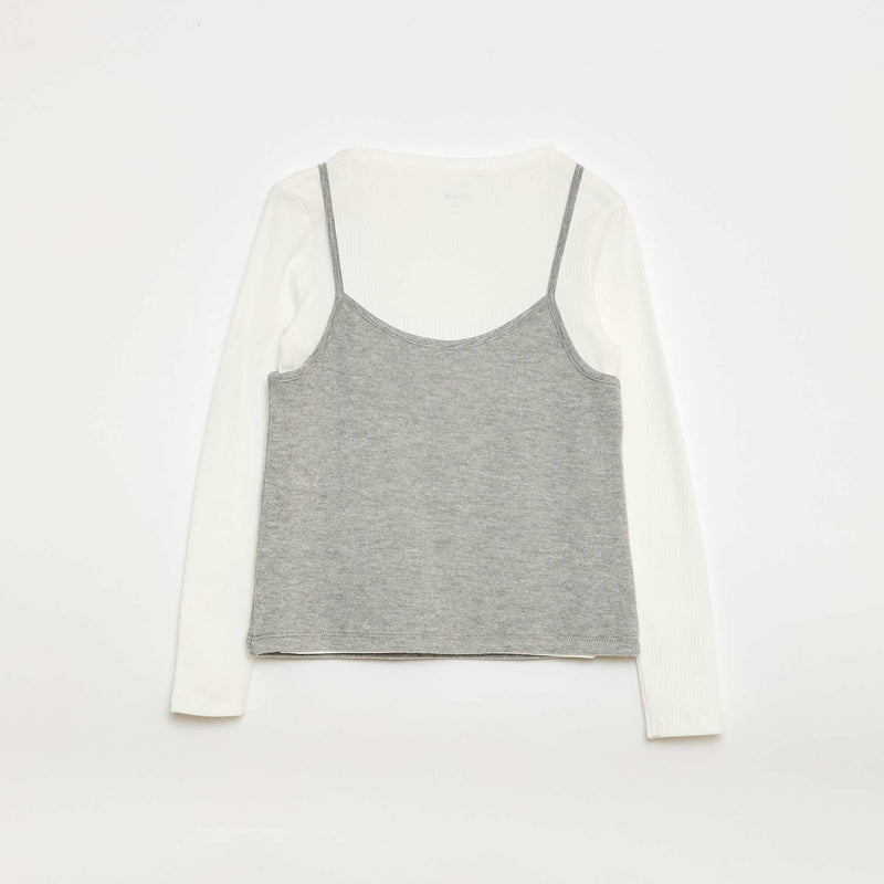T-shirt effet 2-en-1 avec débardeur