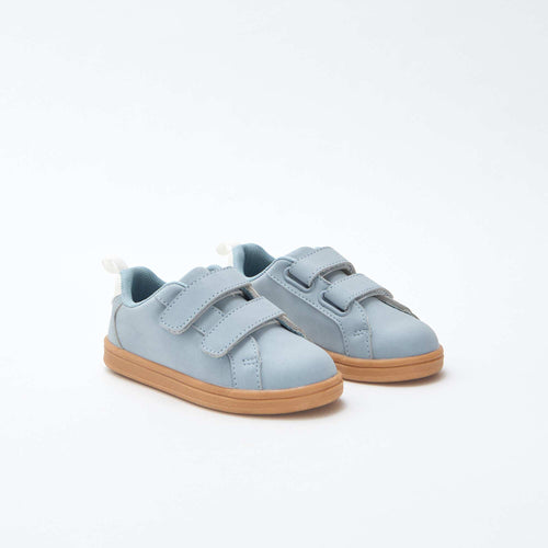 Baskets basses à scratch suédine bicolore