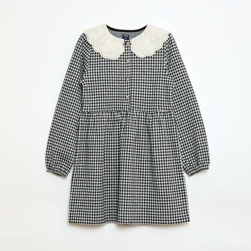 Robe en maille jacquard avec col claudine