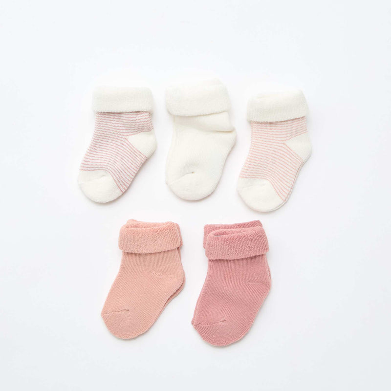 Lot de 5 paires de chaussette avec revers en coton
